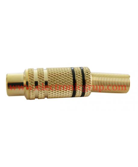 CONECTOR RCA GOLDEN FEMALE BLACK LINES CABO 6mm