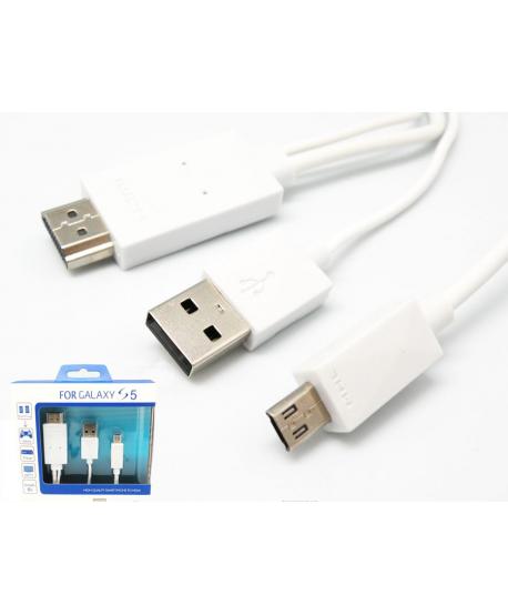 ADAPTADOR MHL MICRO USB a HDMI (SAMSUNG S3/S4/S5)