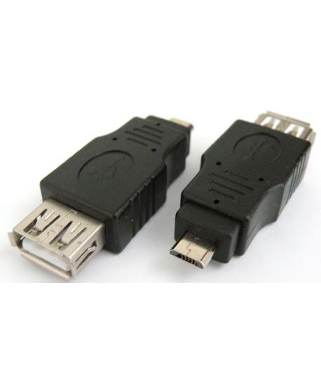 ADAPTADOR USB 2.0 A HEMBRA - MICRO USB 5p MACHO