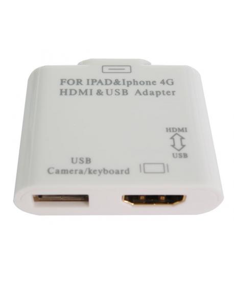 ADAPTADOR APPLE 30 pin MACHO - HDMI + USB HEMBRA