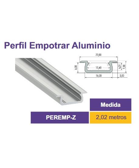 PERFIL ALUMINIO 2m 22x6mm EMPOTRAR PEREMP-Z