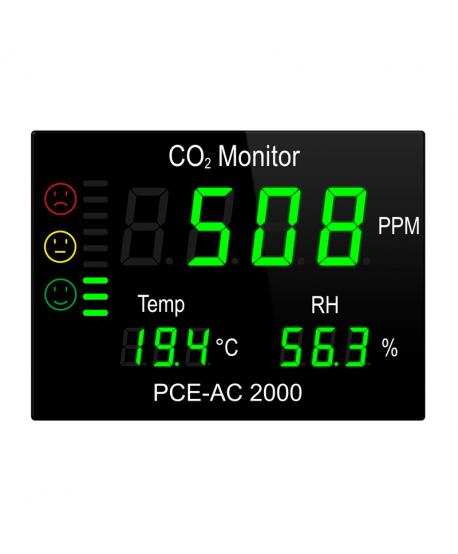 MESURADOR DE CO2 MURAL AMB ALARMA PCE-AC 2000