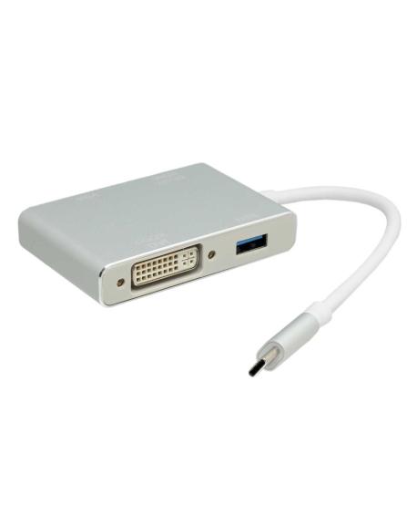 ADAPTADOR USB-C 3.1 a HDMI+VGA+DVI+USB 3.0 15cm