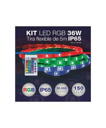 KIT TIRA LEDS RGB IP65 CONTROLADOR I F.A. 36W 5m