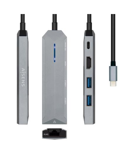 CONVERTIDOR USB-C 5-EN-1 1xHDMI 1xRJ45 2xUSB 1xPD