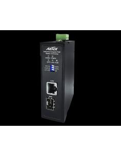 Industrial 1xGbE PoE + 1xGbE SFP Media Converter