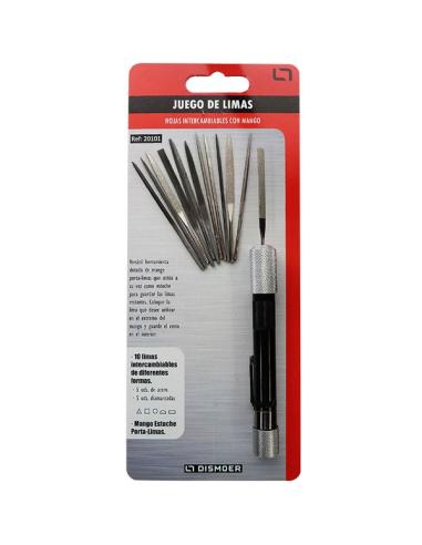 JUEGO 10 LIMAS PRECISION INTERCAMBIABLES C/MANGO