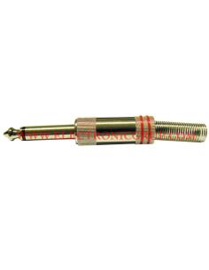 CONECTOR JACK MONO 6,35mm MACHO METALICO ROJO