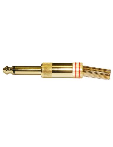 CONECTOR JACK MONO 6,35mm MACHO DORADO ROJO