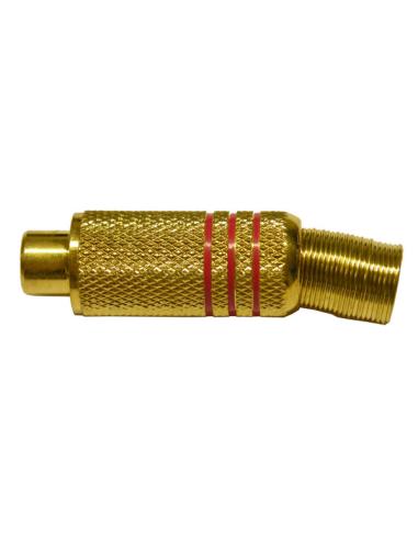 CONECTOR RCA HEMBRA DORADO LINEAS ROJAS CABLE 8mm