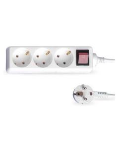 BASE MULTIPLE 3 TOMAS CON INTERRUPTOR Y CABLE 1,5m (3x1,5mm)