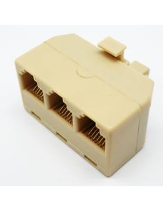 ADAPTADOR ''T'' MACHO- 3 HEMBRAS RJ11 6P6C