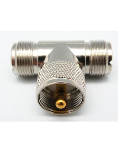 ADAPTATEUR UHF (PL) MÂLE - 2 FEMELLES UHF