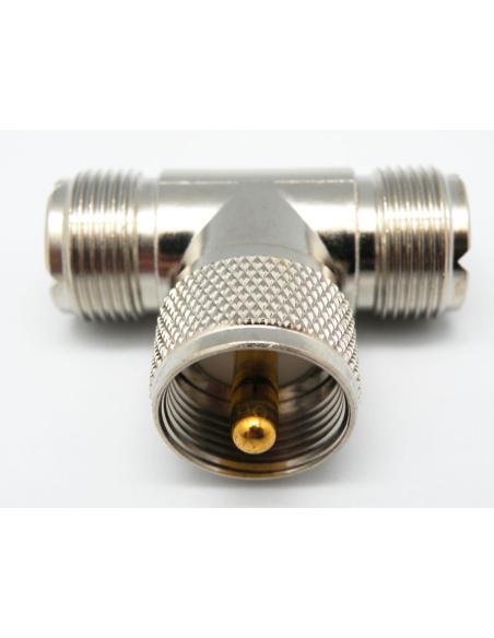 ADAPTATEUR UHF (PL) MÂLE - 2 FEMELLES UHF
