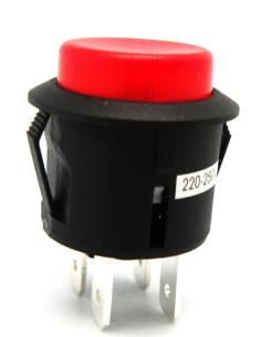 INTERRUPTOR LLUMINÓS ON-OFF 250V 6A Ø20mm VERMELL