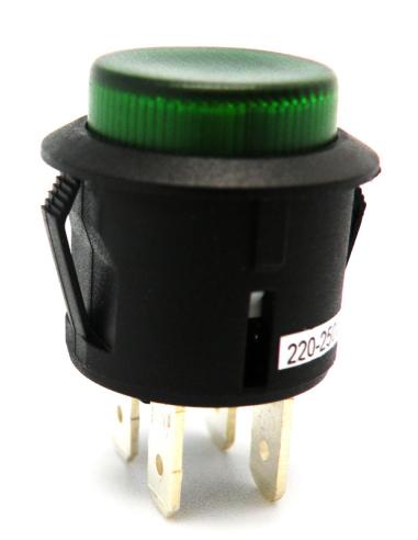 PULSADOR LUMINOSO N.A. ON-OFF 250V 6A Ø20mm VERDE