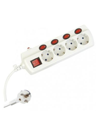 BASE MULTIPLE 4 TOMAS INTERRUPTORES INDEPENDIENTES