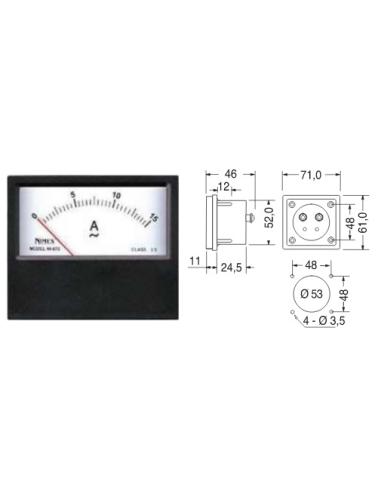 VOLTMÈTRE ANALOGIQUE DE TABLEAU 0-15 VDC 71x61mm