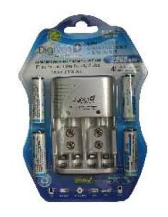 CARGADOR BATERIAS AAA/AA/9V CON 4 BATERIAS AA