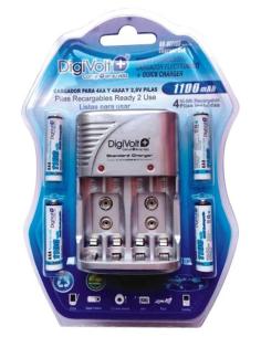 CARGADOR BATERIAS AAA/AA/9V CON 4 BATERIAS AAA