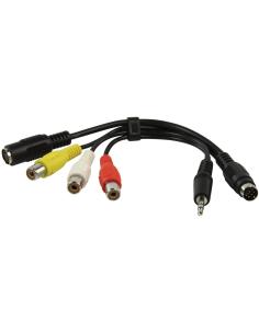 CONEXION MINI DIN 7P + JACK 3,5mm A S-VHS + 3xRCA