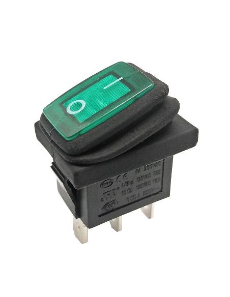 INTERRUPTOR RECTANGULAR ESTANCO 250V 6A VERDE