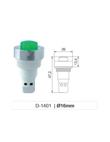 NEON PILOT 220V Ø16mm VERT D-1401