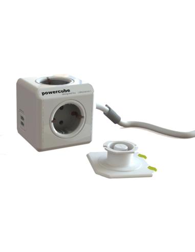 POWERCUBE EXTENDER GREY 2xUSB