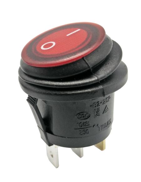 WASSERDICHTER RUNDSCHALTER 3P 250V 6,5A ROT