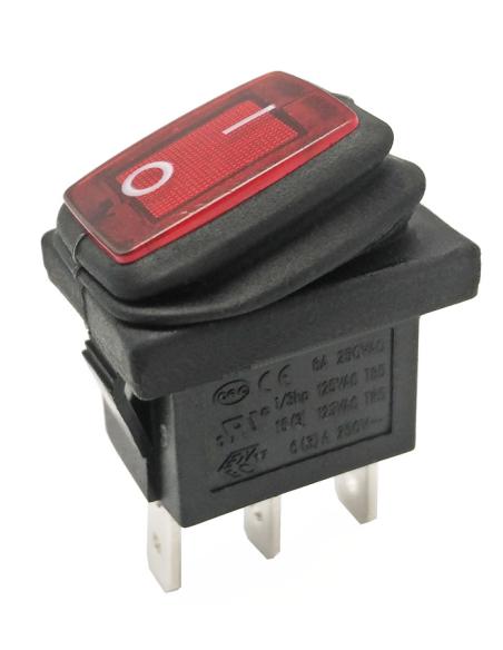 WASSERDICHTER RECHTECKIGER SCHALTER 250V 6A ROT