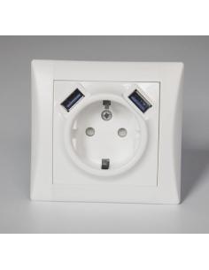 BASE ENCHUFE SCHUKO + USB 3.0 AC2USB SK-1000-W