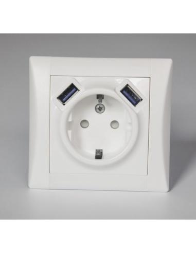 BASE ENCHUFE SCHUKO + USB 3.0 AC2USB SK-1000-W