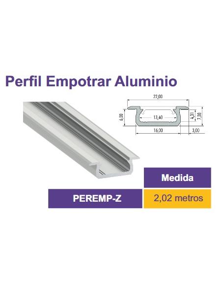 PERFIL ALUMINIO 2m 22x6mm EMPOTRAR PEREMP-Z