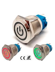 INTERRUPTOR IP65 OFF-ON 2 LED VERMELL/VERD 19mm 12V