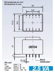 TRANSFORMADOR ENCAPSULADO 230V Sec.18V 2,5VA