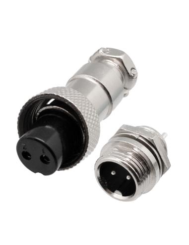CONJUNTO DE CONECTORES DE 2 PINOS GX12-2 MACHO - FÊMEA