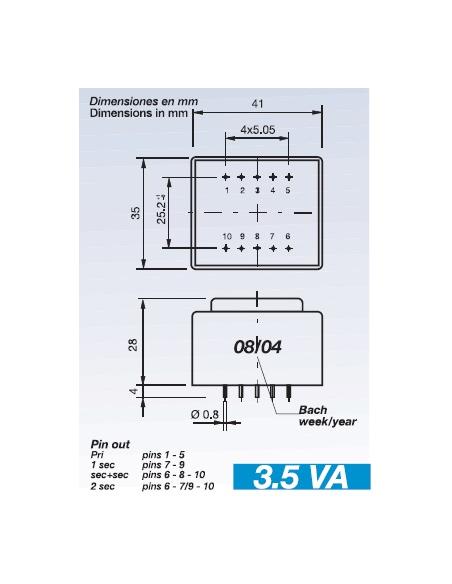 TRANSFORMADOR ENCAPSULADO 230V Sec.15-15V 3,5VA