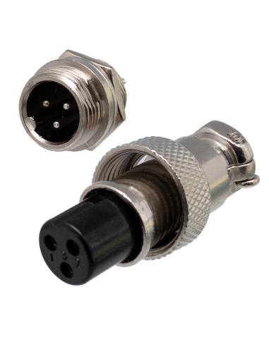 3-POLIGER STECKERSATZ GX12-3 MÄNNLICH - WEIBLICH