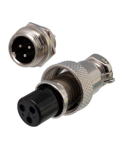 3-POLIGER STECKERSATZ GX12-3 MÄNNLICH - WEIBLICH