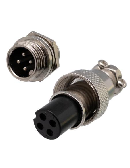 SATZ VON 4-POLIGEN STECKERN GX12-4 MÄNNLICH - WEIBLICH