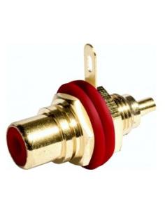 CONECTOR RCA HEMBRA CHASIS ROJO CON TUERCA