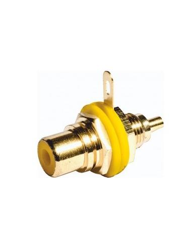 CONECTOR RCA HEMBRA CHASIS AMARILLO CON TUERCA