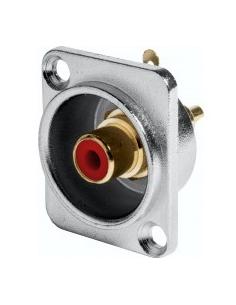 CONECTOR RCA HEMBRA CHASIS ROJO CON PLACA