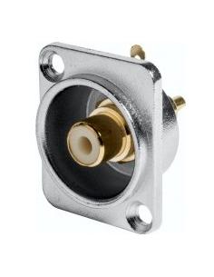 CONECTOR RCA HEMBRA CHASIS BLANCO CON PLACA