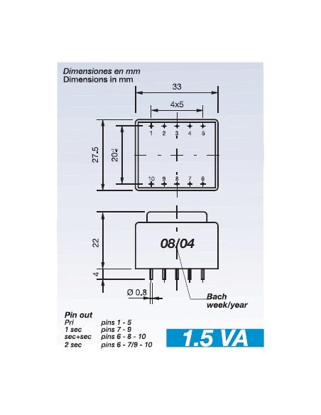 TRANSFORMADOR ENCAPSULADO 230V Sec.24V 1,5VA