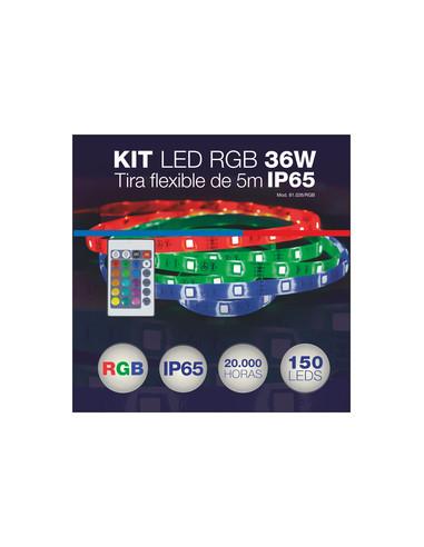 CONTRÔLEUR KIT DE BANDES LED RGB IP65 ET AC 36W 5M