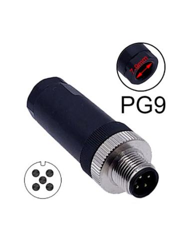 CONNECTEUR MÂLE D’AVIATION M12 PG9 IP67