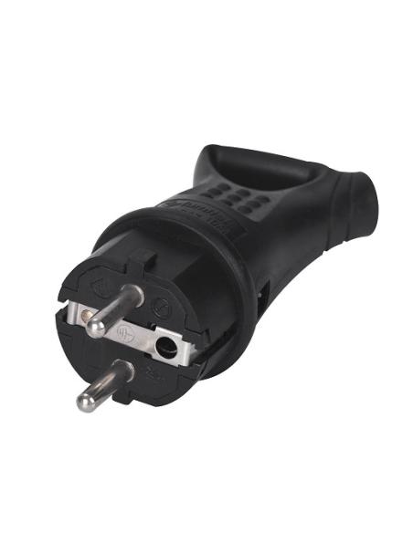 CLAVIJA SCHUKO C/TIRADOR IMPERMEABLE NEGRA