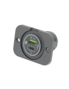 BASE ADAPTADOR USB 3.0+USB-C PD 36W IP65 ENTRADA 12Vdc