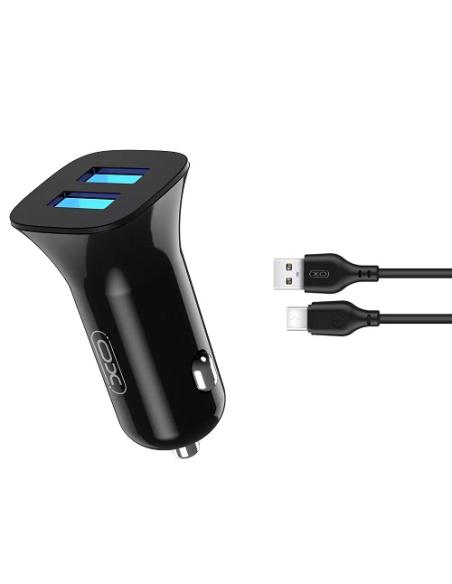 CARREGADOR DE CARRO USB XO-TZ10 DE 12W COM CABO TYPE-C